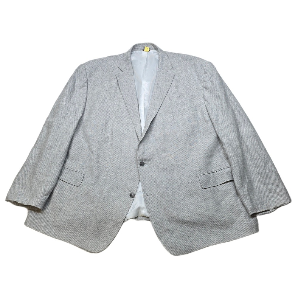 Oak Hill Linen Pinstripe Blazer Mens 4XL 58R 60R Big Tall Gray Sport Coat Jacket